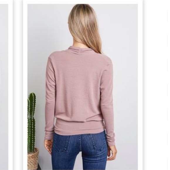 Mauve Soft Knit Wrap Front Long Sleeve - Picture 3 of 6